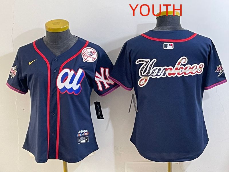 Youth 2025 New York Yankees Blank Drak Blue All star Nike MLB Jersey style 05->youth mlb jersey->Youth Jersey